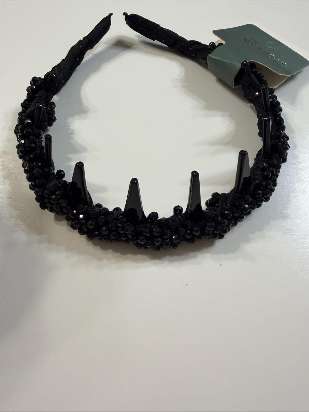 Black Beaded Spike Headband by